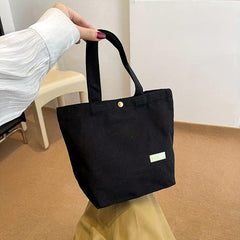 Minimalist Canvas Handbag Solid Satchel Bag Versatile Storage