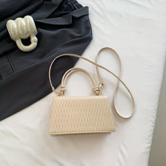 Striped Print Handbag Vegan Leather Crossbody Bag Women's Street Purse