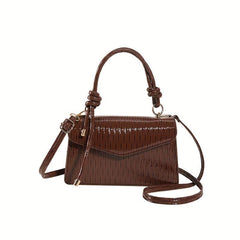 Striped Print Handbag Vegan Leather Crossbody Bag Women's Street Purse