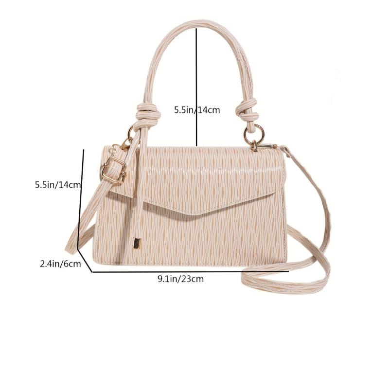 Striped Print Handbag Vegan Leather Crossbody Bag Women's Street Purse