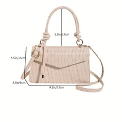 Striped Print Handbag Vegan Leather Crossbody Bag Women's Street Purse