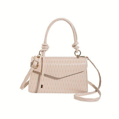 Striped Print Handbag Vegan Leather Crossbody Bag Women's Street Purse