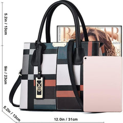 Colorblock Handbag Double Handle Purse Casual Crossbody Bag