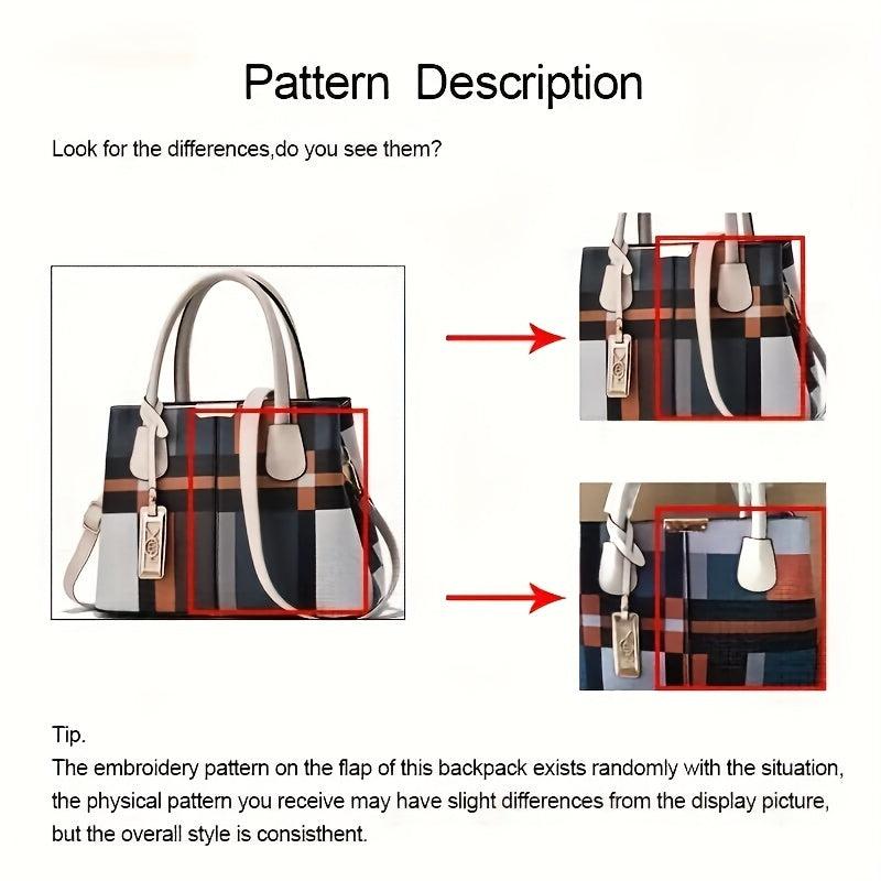 Colorblock Handbag Double Handle Purse Casual Crossbody Bag
