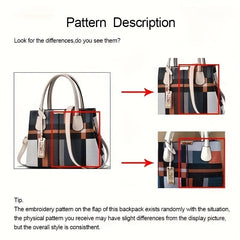 Colorblock Handbag Double Handle Purse Casual Crossbody Bag