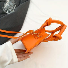 Mini Square Handbag With Knotted Handle Crossbody Bag
