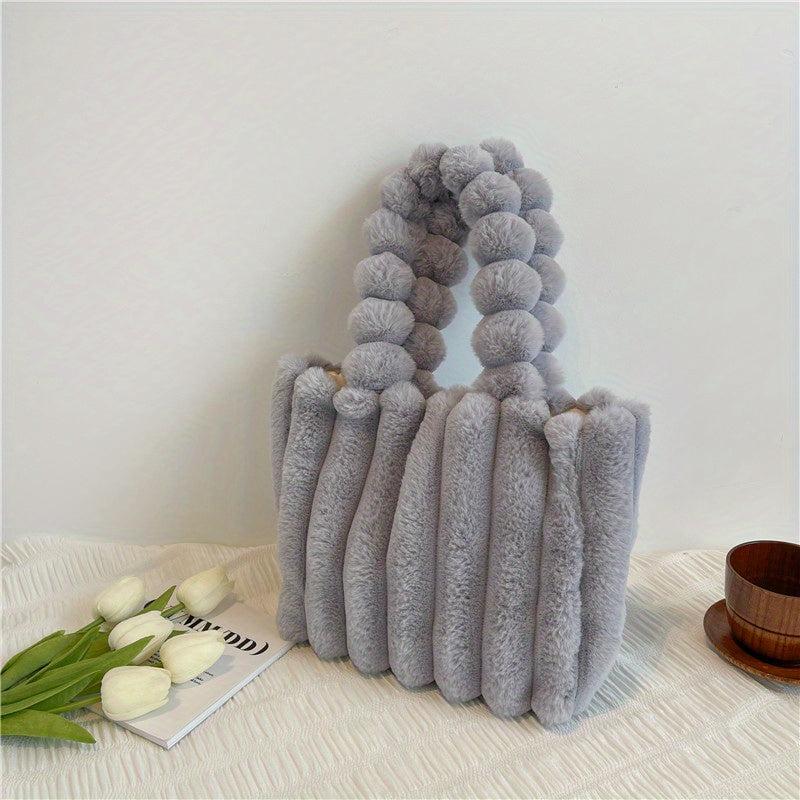 Plush Tote Chain Crossbody Bag Fluffy Satchel Purse