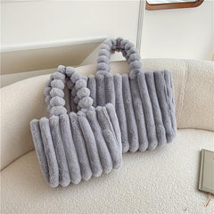 Plush Tote Chain Crossbody Bag Fluffy Satchel Purse