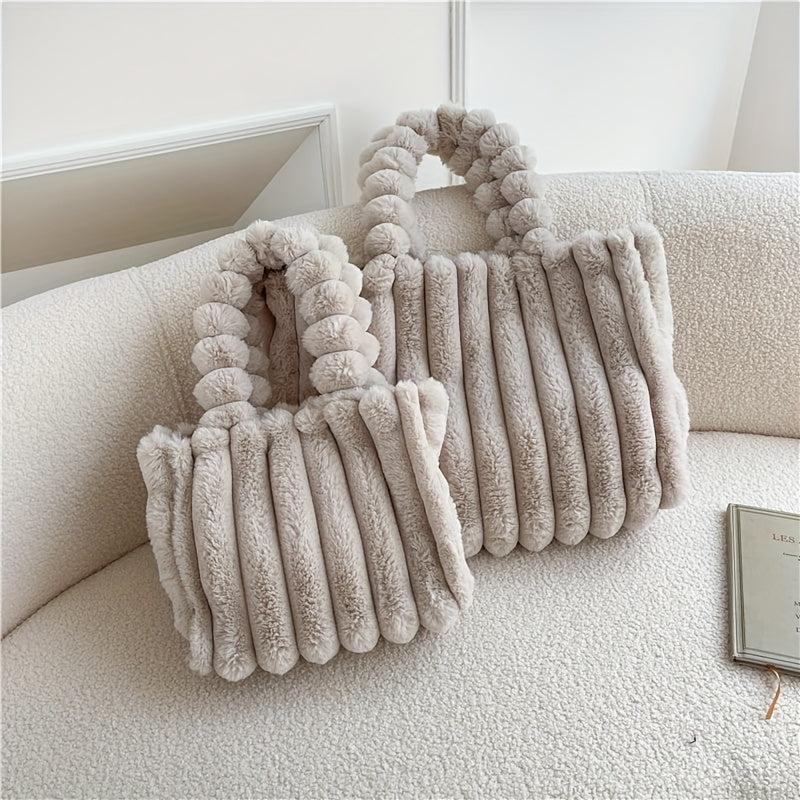Plush Tote Chain Crossbody Bag Fluffy Satchel Purse