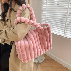 Plush Tote Chain Crossbody Bag Fluffy Satchel Purse