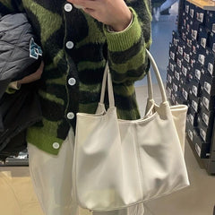 Large Capacity Tote Bag PU Leather Textured Shoulder Bag