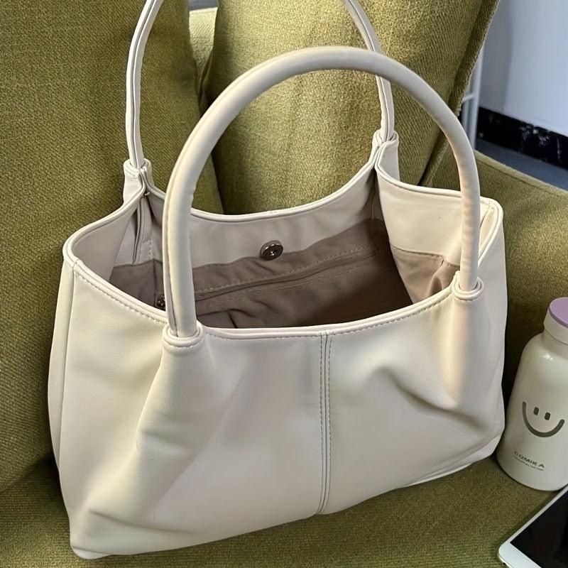 Large Capacity Tote Bag PU Leather Textured Shoulder Bag