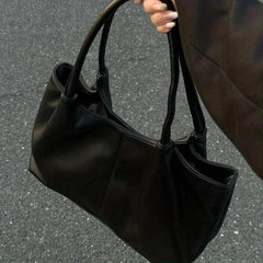 Large Capacity Tote Bag PU Leather Textured Shoulder Bag