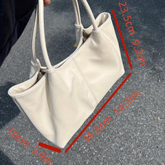 Large Capacity Tote Bag PU Leather Textured Shoulder Bag