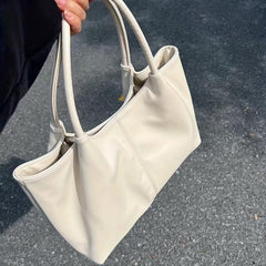 Large Capacity Tote Bag PU Leather Textured Shoulder Bag