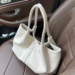 Large Capacity Tote Bag PU Leather Textured Shoulder Bag
