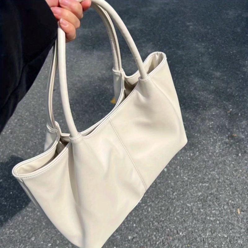 Large Capacity Tote Bag PU Leather Textured Shoulder Bag