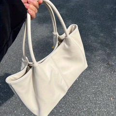 Large Capacity Tote Bag PU Leather Textured Shoulder Bag