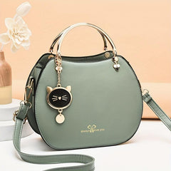 Letter Graphic Round Handbags Cat Decor Crossbody Bag Women's Top Ring Purses