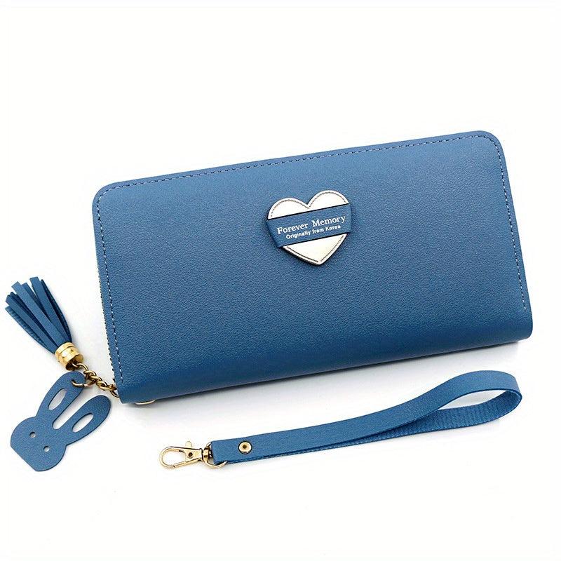 Heart Decor Long Wallet Women's Zipper Coin Purse Handbag