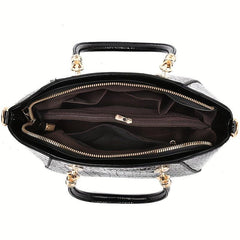 Crocodile Embossed Satchel Bag Solid Shoulder Bag Women's Handbag