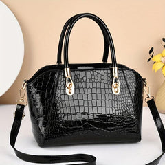 Crocodile Embossed Satchel Bag Solid Shoulder Bag Women's Handbag