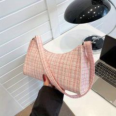 Plaid Pattern Shoulder Bag Stylish Baguette Bag Underarm Bag