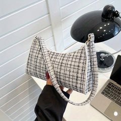 Plaid Pattern Shoulder Bag Stylish Baguette Bag Underarm Bag