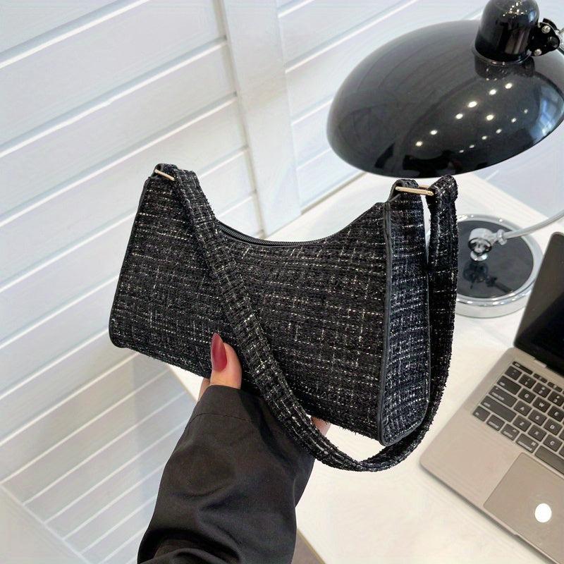 Plaid Pattern Shoulder Bag Stylish Baguette Bag Underarm Bag