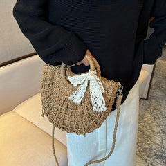 Rattan Woven Crossbody Bag for Beach Vacation