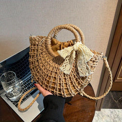 Rattan Woven Crossbody Bag for Beach Vacation