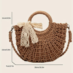 Rattan Woven Crossbody Bag for Beach Vacation