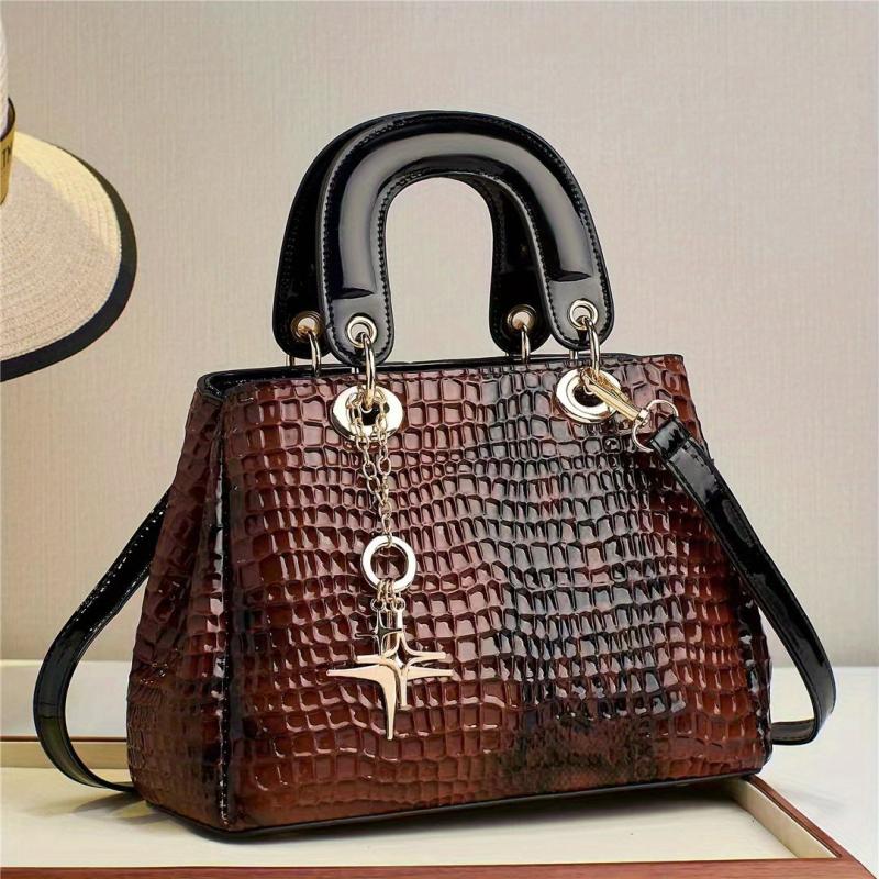 Crocodile Pattern Crossbody Bag Satchel for Women
