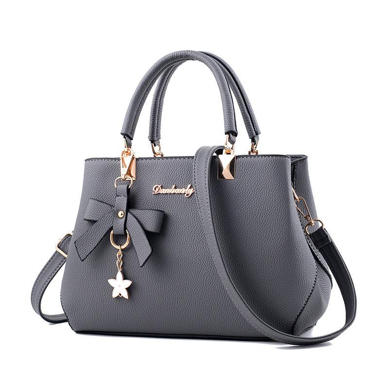 Faux Leather Shoulder Bag With Flower Pendant Women's Crossbody Bag