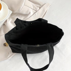 Solid Canvas Tote Bag Casual Shopping Handbag Shoulder Bag For School And Travel