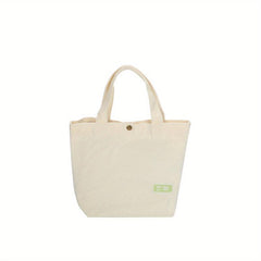 Solid Canvas Tote Bag Casual Shopping Handbag Shoulder Bag For School And Travel