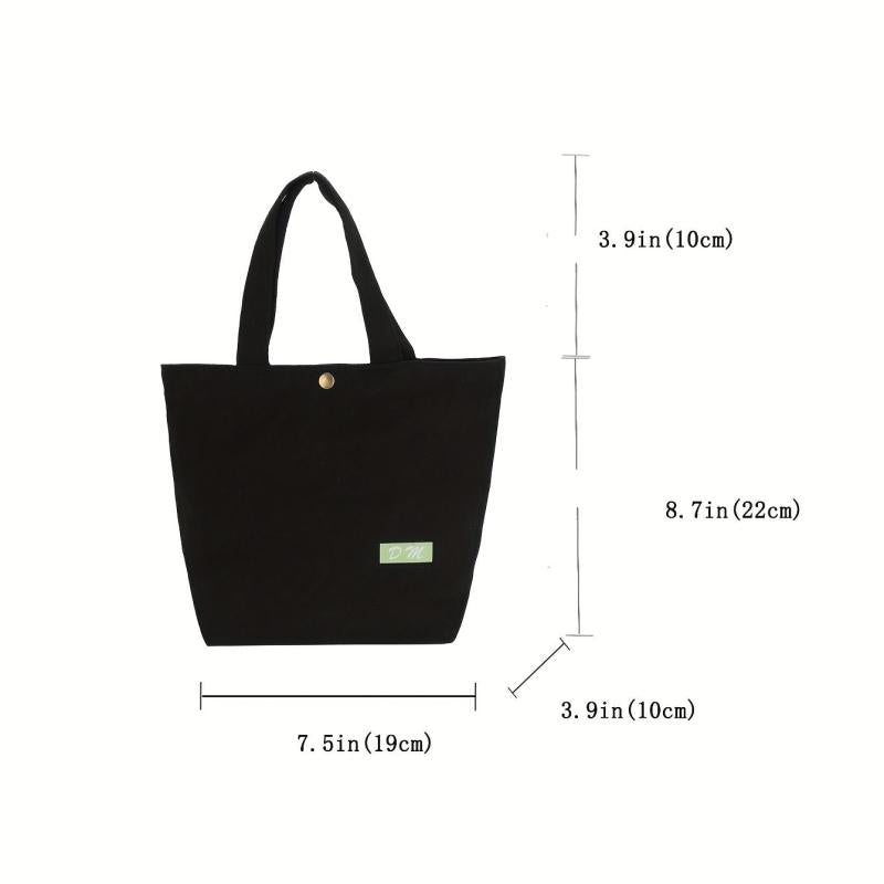 Solid Canvas Tote Bag Casual Shopping Handbag Shoulder Bag For School And Travel