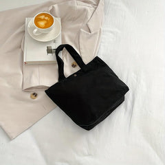Solid Canvas Tote Bag Casual Shopping Handbag Shoulder Bag For School And Travel