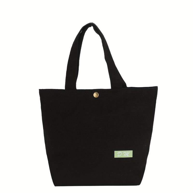 Solid Canvas Tote Bag Casual Shopping Handbag Shoulder Bag For School And Travel