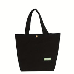 Solid Canvas Tote Bag Casual Shopping Handbag Shoulder Bag For School And Travel
