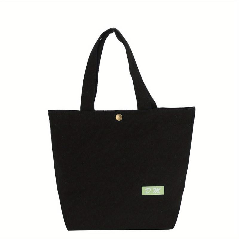 Solid Canvas Tote Bag Casual Shopping Handbag Shoulder Bag For School And Travel
