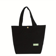 Solid Canvas Tote Bag Casual Shopping Handbag Shoulder Bag For School And Travel