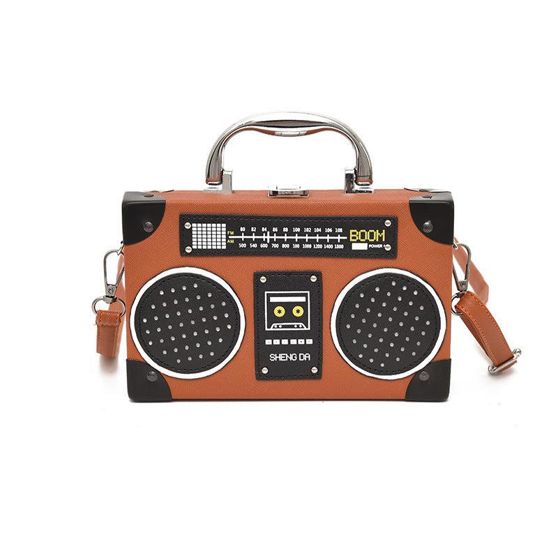 Shoulder Bag Radio Recorder PU Crossbody Bag Retro Evening Clutch Purse