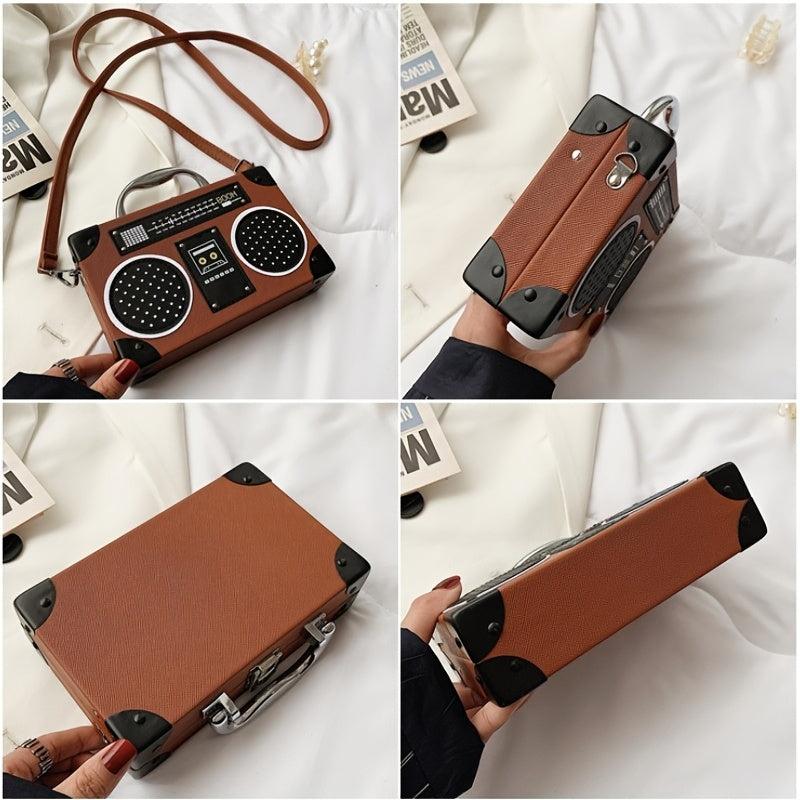 Shoulder Bag Radio Recorder PU Crossbody Bag Retro Evening Clutch Purse