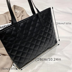 Crocodile Pattern Tote Bag Women's PU Leather Handbag Quilted Shoulder Bag