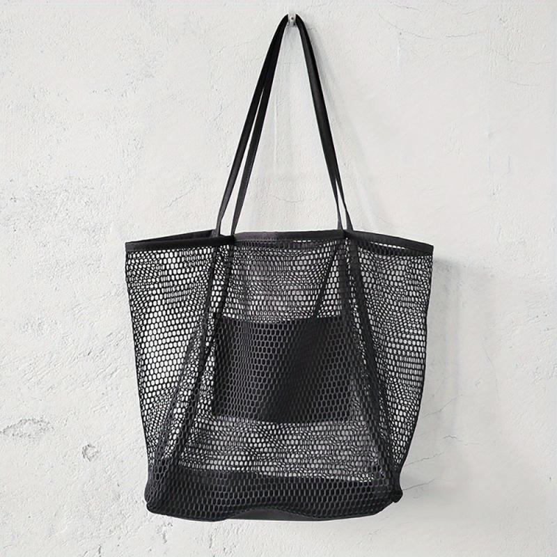 Large Capacity Mesh Tote Bag Foldable Beach Handbag
