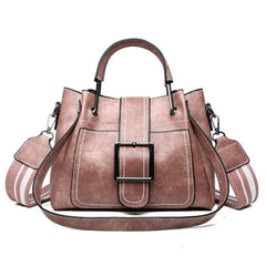 Retro Style PU Leather Crossbody Bucket Bag