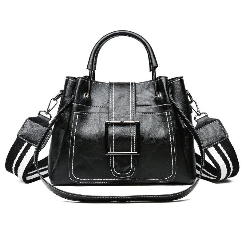 Retro Style PU Leather Crossbody Bucket Bag