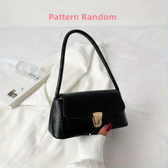Crocodile Embossed Shoulder Bag Vintage Top Handle Purse