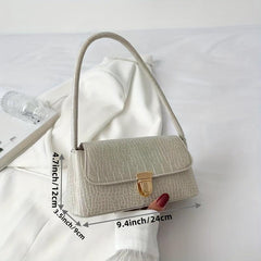 Crocodile Embossed Shoulder Bag Vintage Top Handle Purse